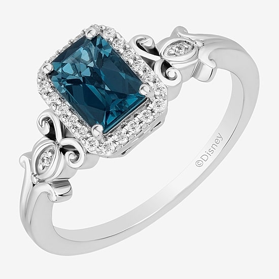Enchanted Disney Fine Jewelry Cinderella (I, I2) Womens 1/8 CT. T.W. Genuine Blue Topaz Sterling Silver Cinderella Cocktail Ring