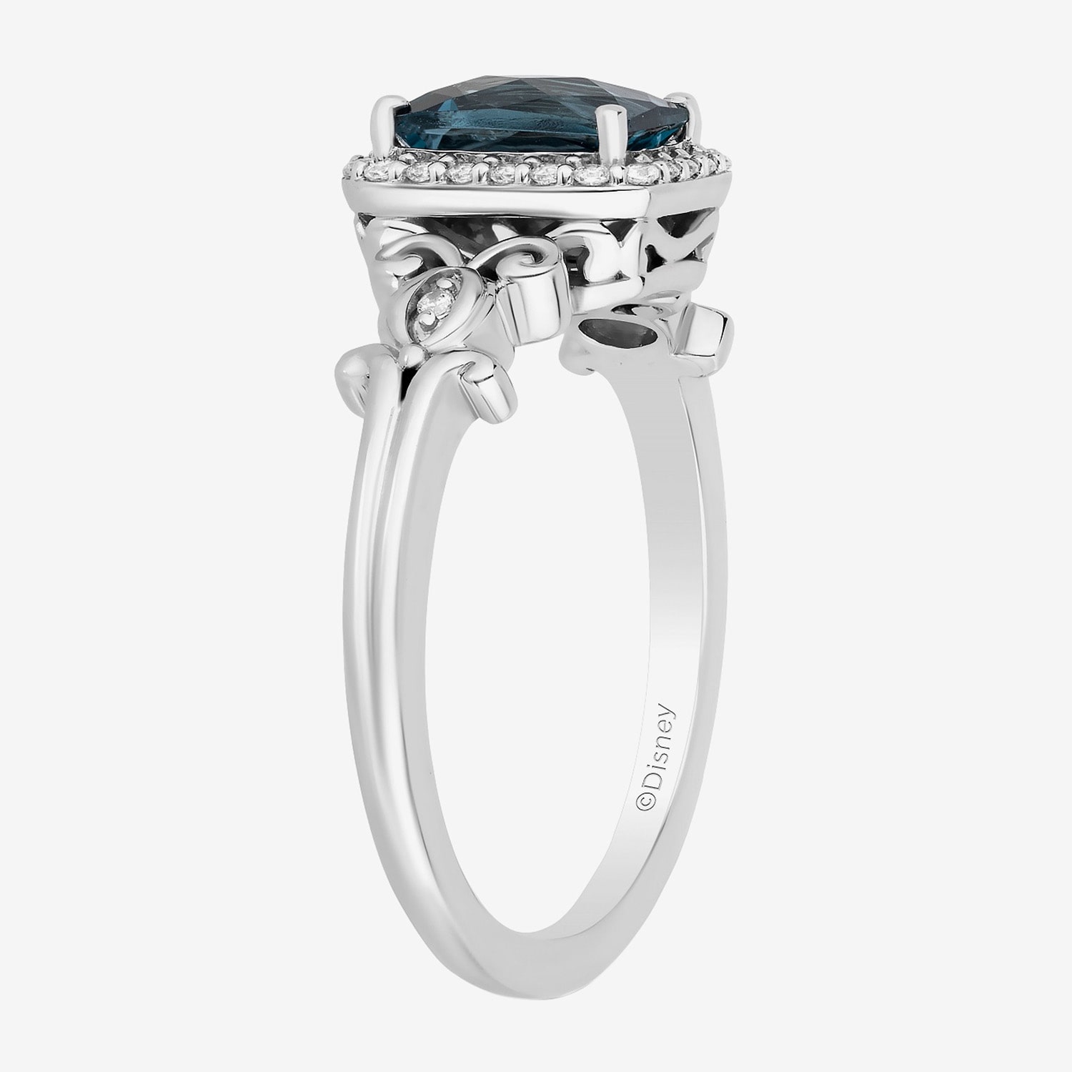 Enchanted Disney Fine Jewelry Cinderella (I, I2) Womens 1/8 CT. T.W. Genuine Blue Topaz Sterling Silver Cocktail Ring
