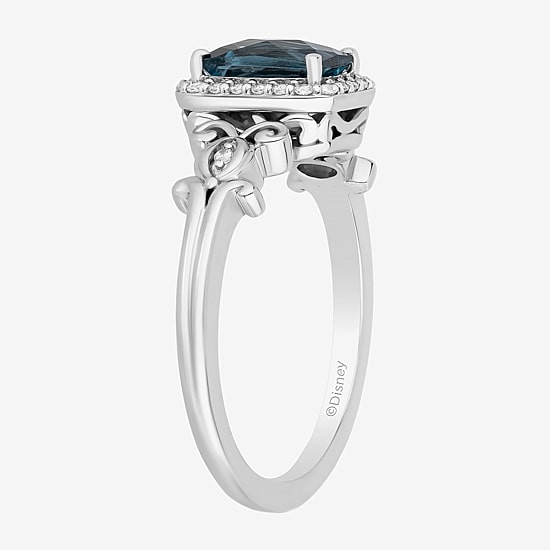 Enchanted Disney Fine Jewelry Cinderella (I, I2) Womens 1/8 CT. T.W. Genuine Blue Topaz Sterling Silver Cinderella Cocktail Ring