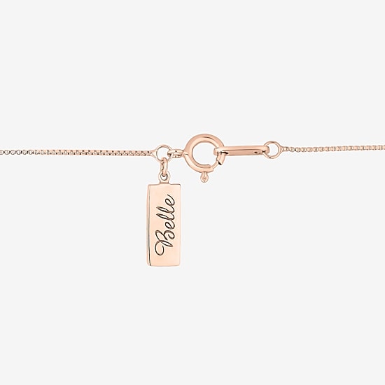Enchanted Disney Fine Jewelry Belle (I, I2) Womens 1/10 CT. T.W. Lab Grown White Diamond 14K Rose Gold Over Silver Flower 18 Inch Pendant Necklace