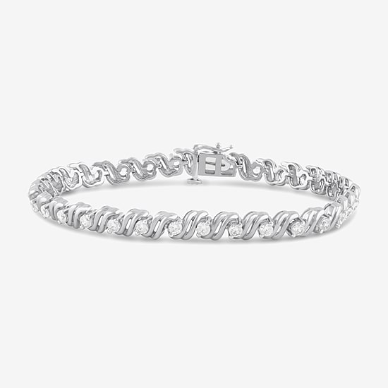 (I / I2) Womens 2 CT.T.W. Lab Grown White Diamond Sterling Silver 7.25 Inch Tennis Bracelet
