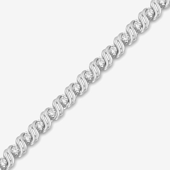 (I / I2) Womens 2 CT.T.W. Lab Grown White Diamond Sterling Silver 7.25 Inch Tennis Bracelet