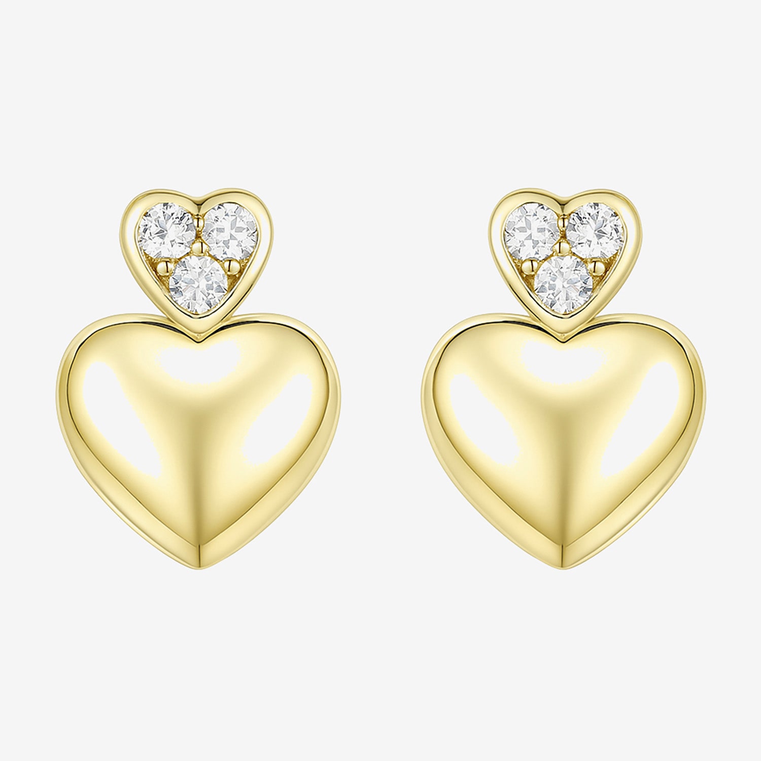 (G-H / Vs2-Si1) Womens 1/10 CT. T.W. Lab Grown White Diamond 14K Gold Over Silver Heart Drop Earrings