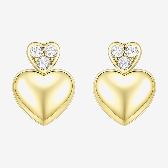 (G-H / Vs2-Si1) Womens 1/10 CT. T.W. Lab Grown White Diamond 14K Gold Over Silver Heart Drop Earrings