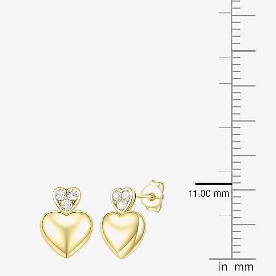 (G-H / Vs2-Si1) Womens 1/10 CT. T.W. Lab Grown White Diamond 14K Gold Over Silver Heart Drop Earrings