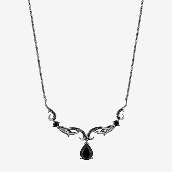 Enchanted Disney Fine Jewelry Maleficent Womens Genuine Black Onyx Sterling Silver Pear 18 Inch Pendant Necklace