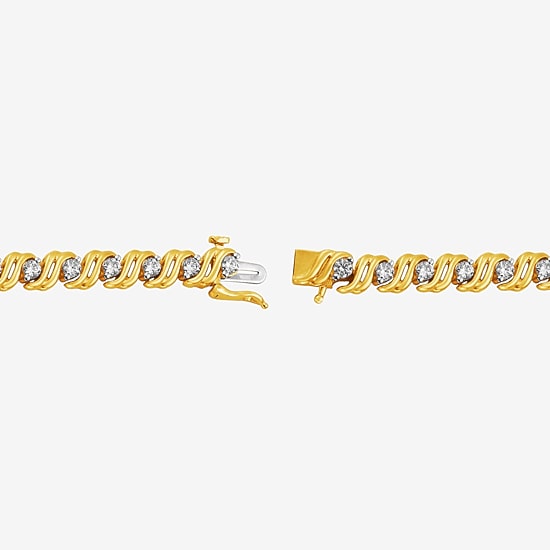(I, I2) Womens 2 CT. T.W. Lab Grown White Diamond 14K Gold Over Silver 8 Inch Tennis Bracelet