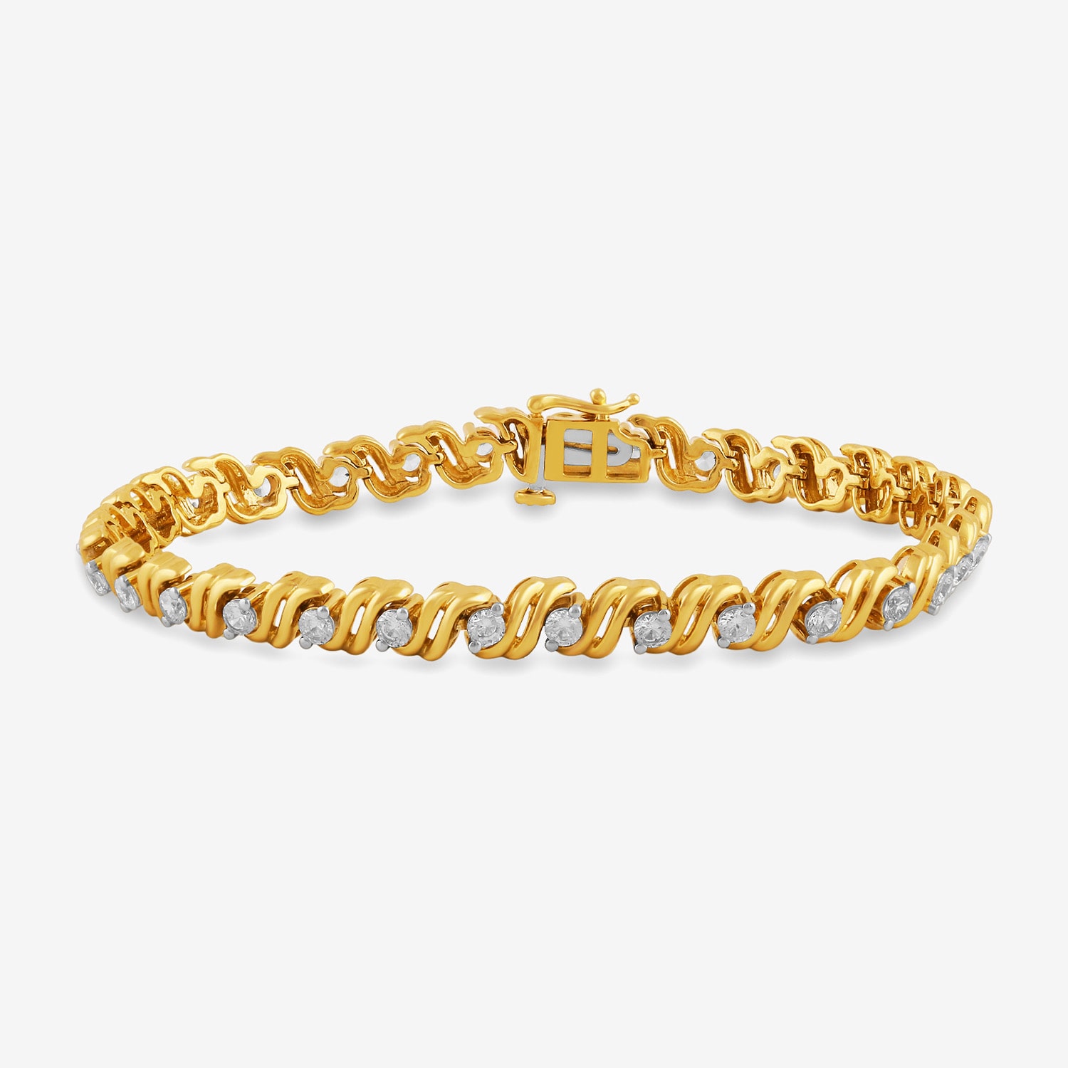 (I, I2) Womens 2 CT. T.W. Lab Grown White Diamond 14K Gold Over Silver 8 Inch Tennis Bracelet