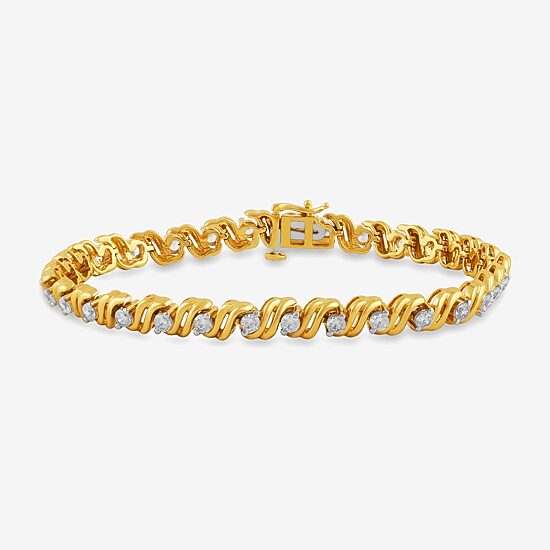 (I, I2) Womens 2 CT. T.W. Lab Grown White Diamond 14K Gold Over Silver 8 Inch Tennis Bracelet