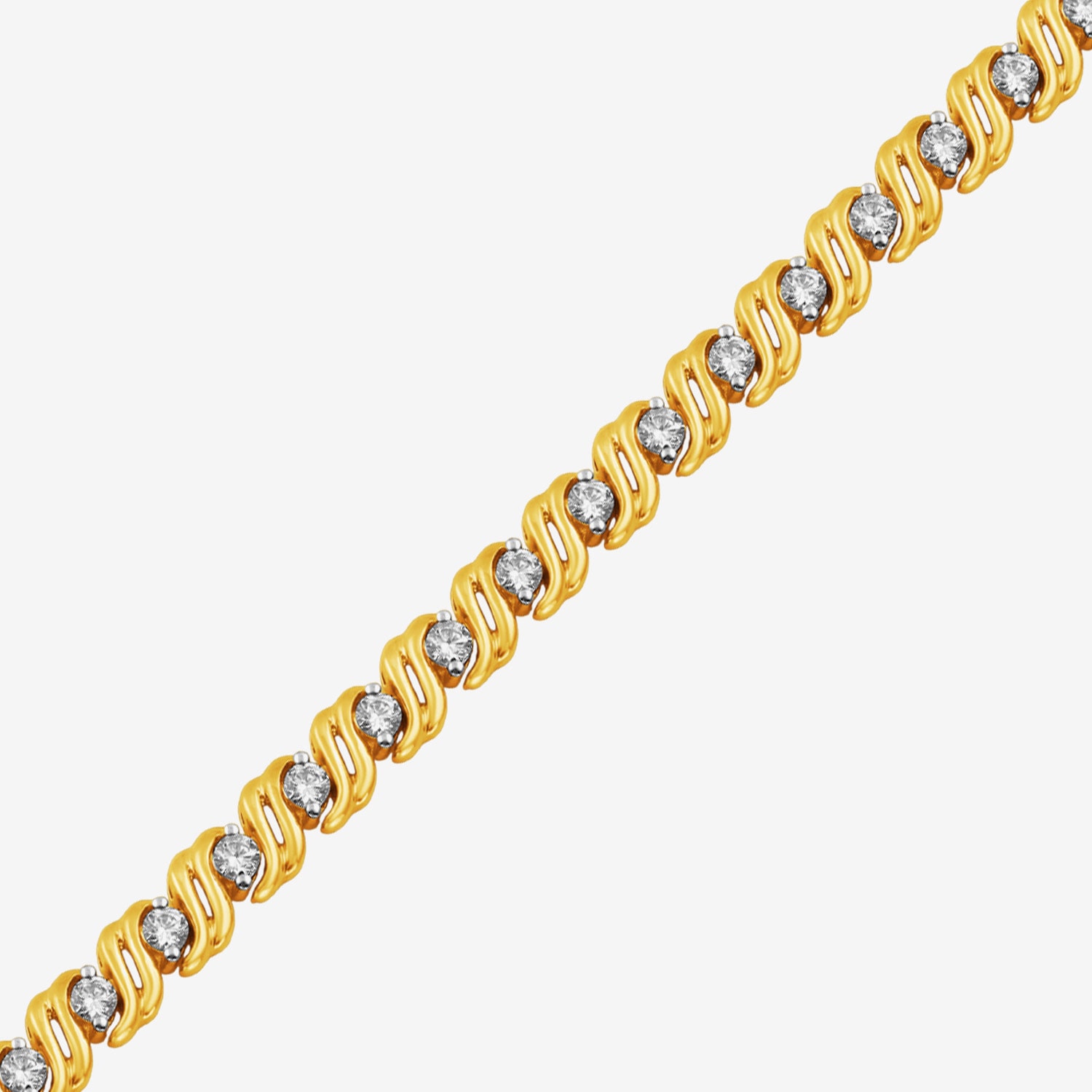 (I, I2) Womens 2 CT. T.W. Lab Grown White Diamond 14K Gold Over Silver 8 Inch Tennis Bracelet