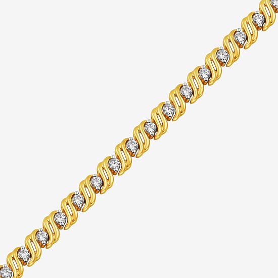 (I, I2) Womens 2 CT. T.W. Lab Grown White Diamond 14K Gold Over Silver 8 Inch Tennis Bracelet