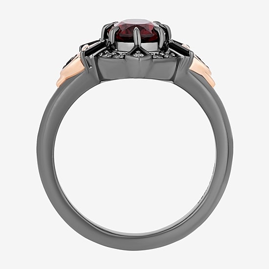 Enchanted Disney Fine Jewelry Evil Queen (I, I2) Womens 1/10 CT. T.W. Genuine Red Garnet 14K Rose Gold Over Silver Sterling Silver Oval Evil Queen Snow White Cocktail Ring