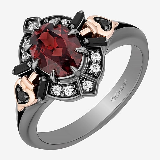 Enchanted Disney Fine Jewelry Evil Queen (I, I2) Womens 1/10 CT. T.W. Genuine Red Garnet 14K Rose Gold Over Silver Sterling Silver Oval Evil Queen Snow White Cocktail Ring