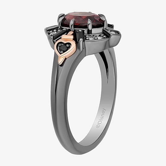 Enchanted Disney Fine Jewelry Evil Queen (I, I2) Womens 1/10 CT. T.W. Genuine Red Garnet 14K Rose Gold Over Silver Sterling Silver Oval Evil Queen Snow White Cocktail Ring
