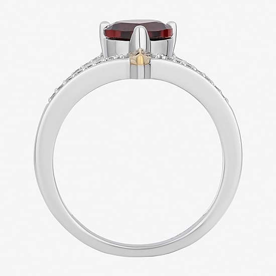 Enchanted Disney Fine Jewelry Evil Queen (I, I2) Womens 1/8 CT. T.W. Genuine Red Garnet 14K Two Tone Gold Over Silver Sterling Silver Evil Queen Snow White Side Stone Cocktail Ring