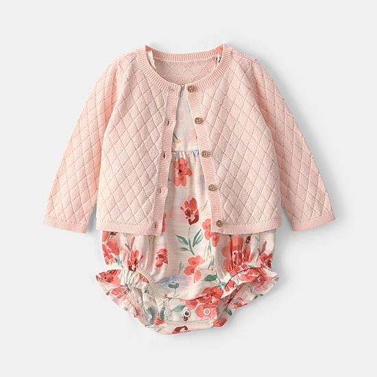 Carter's Baby Girls Round Neck Sleeveless Romper Set