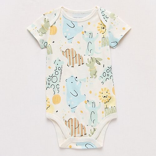 Okie Dokie Baby Boys Round Neck Short Sleeve Rib Bodysuit, 24 Months, White