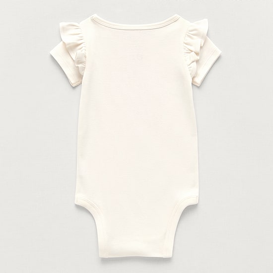 Okie Dokie Baby Girls Round Neck Short Sleeve Rib Bodysuit
