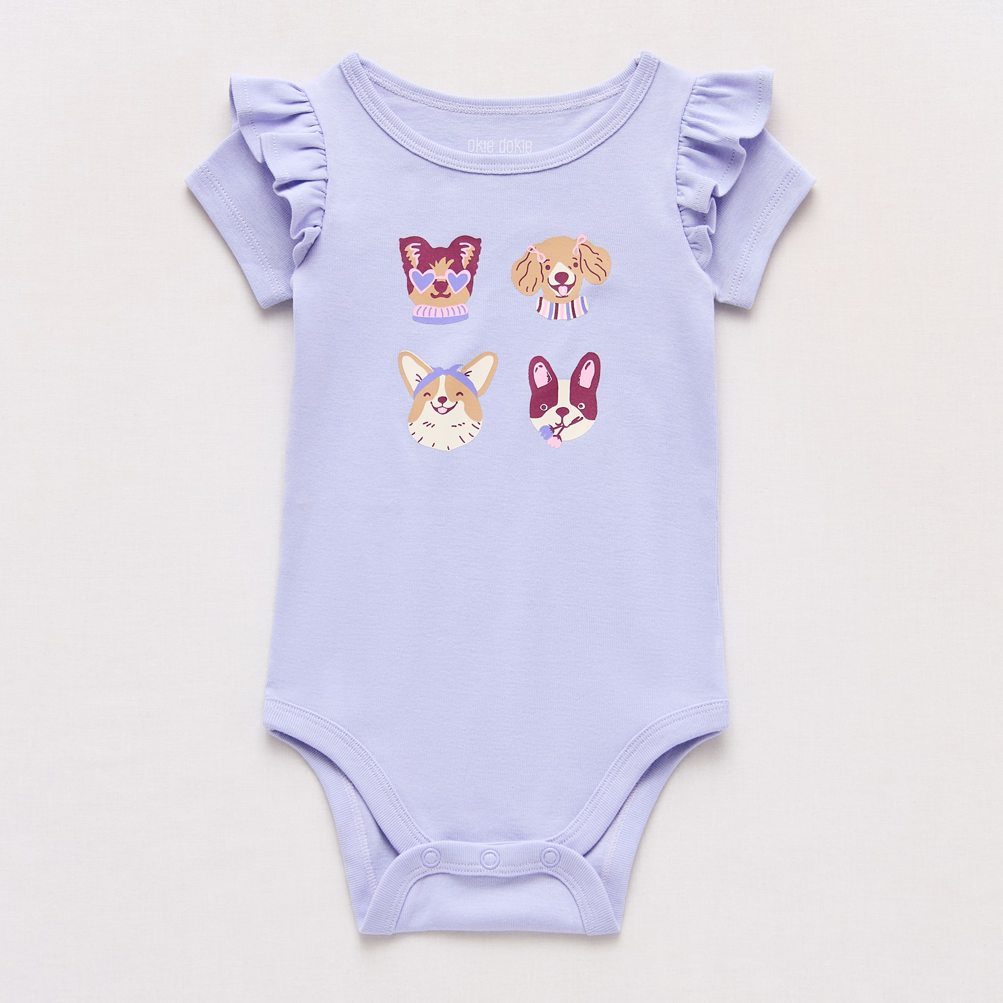 Okie Dokie Baby Girls Round Neck Short Sleeve Rib Bodysuit