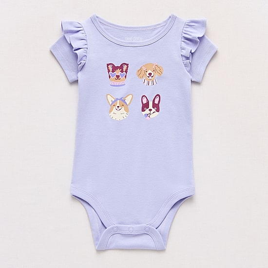 Okie Dokie Baby Girls Round Neck Short Sleeve Rib Bodysuit