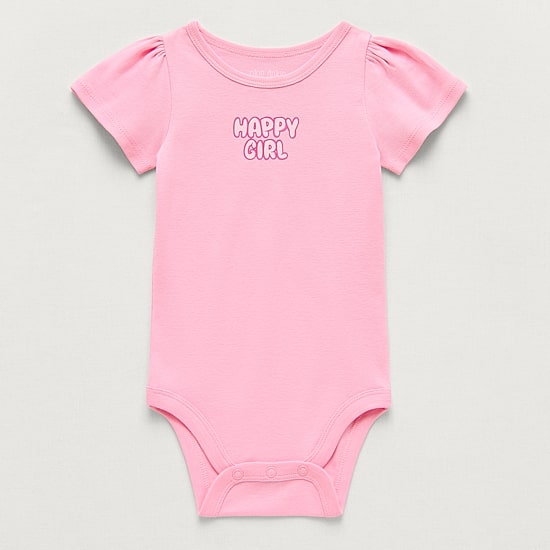 Okie Dokie Baby Girls Round Neck Short Sleeve Bodysuit