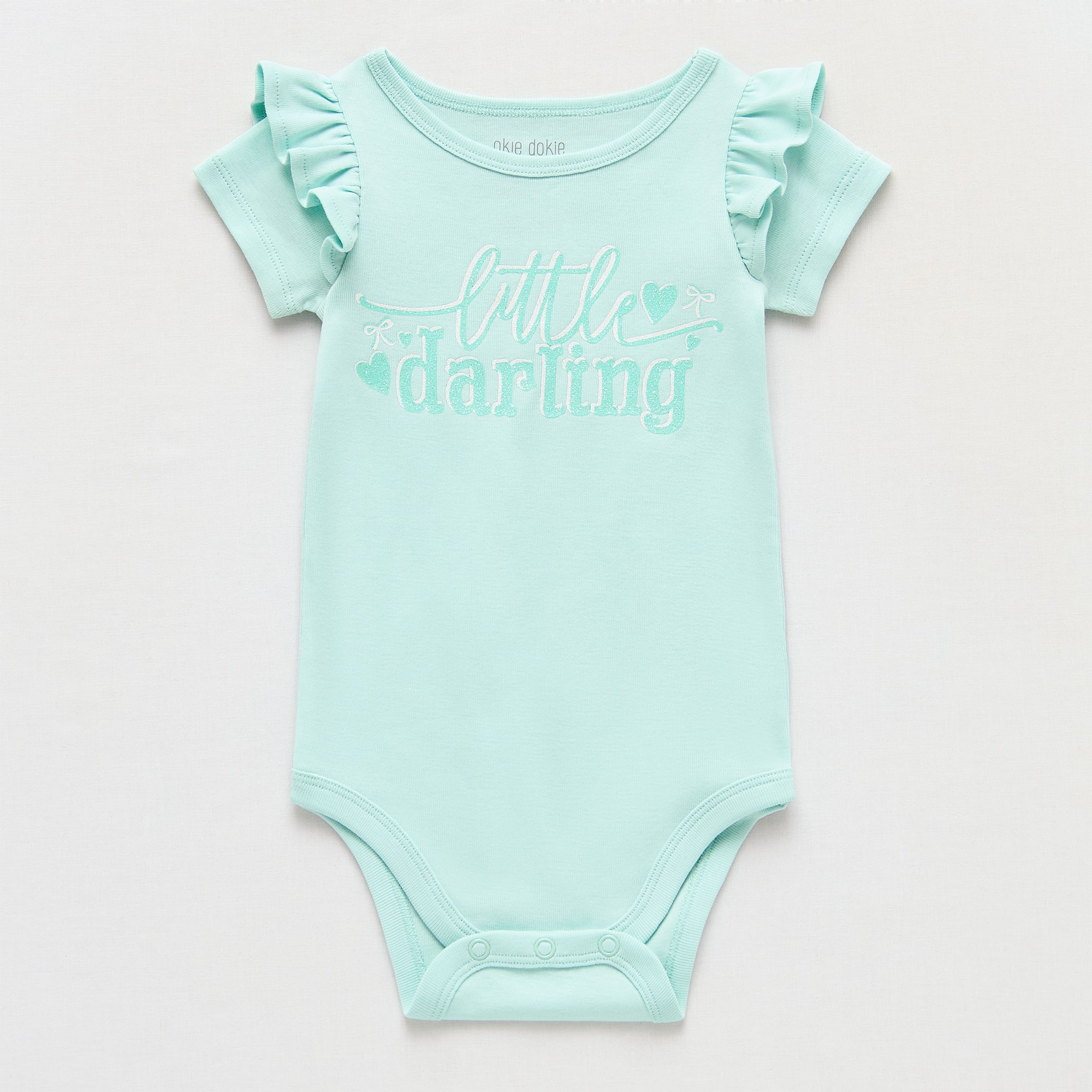 Okie Dokie Baby Girls Round Neck Short Sleeve Rib Bodysuit