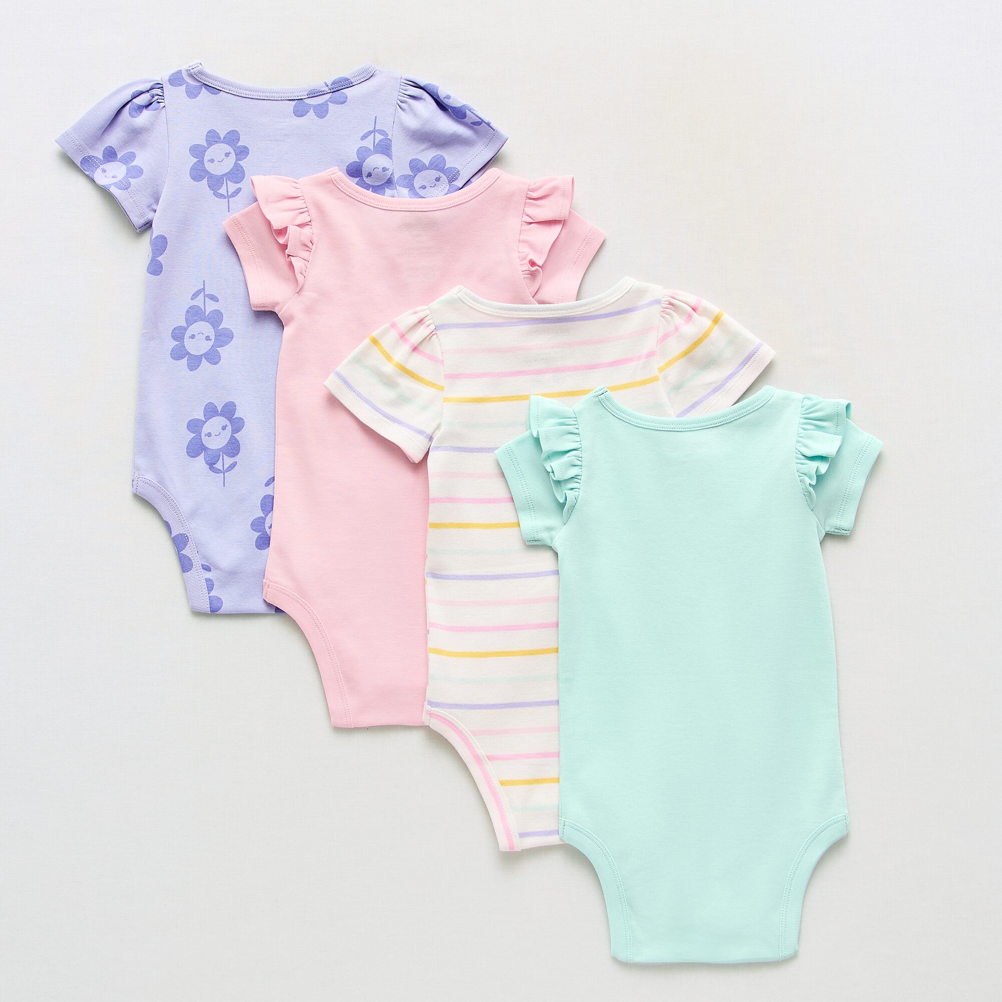 Okie Dokie Baby Girls Round Neck Short Sleeve 4-pc. Bodysuit