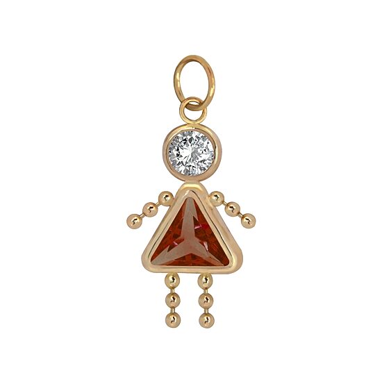 10K Gold January Birthstone Babies Girl Charm