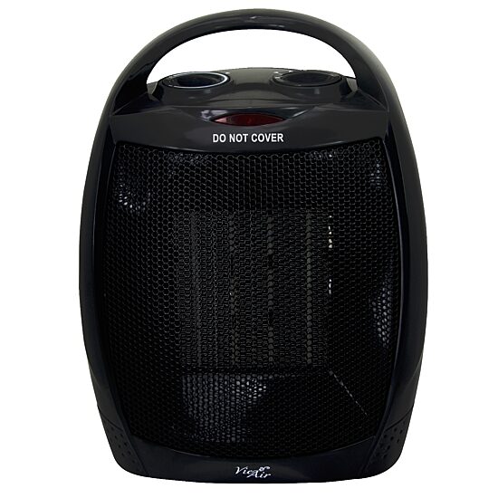 Vie Air 1500W Portable 2-Settings Black Ceramic Heater with Adjustable Thermostat