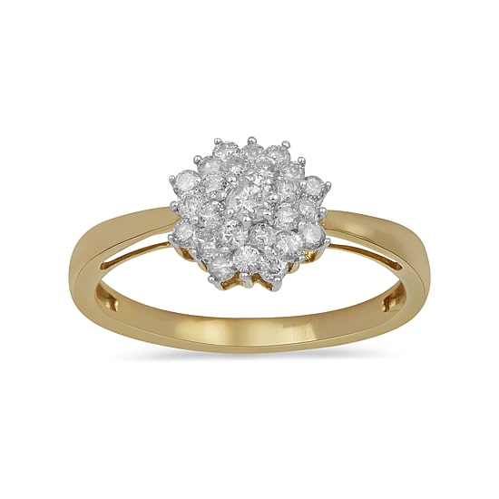 Womens 1/2 CT. T.W. Natural White Diamond 10K Gold Cluster Cocktail Ring