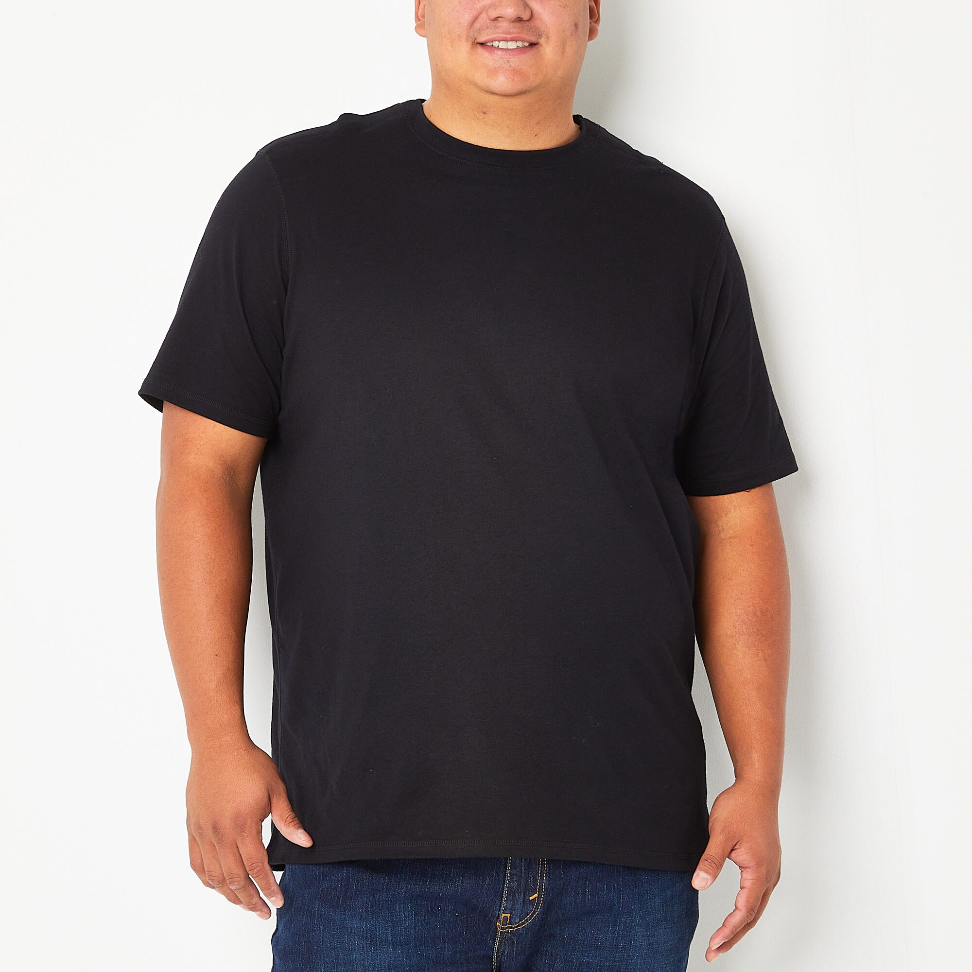 St. John's Bay Super Soft Mens Easy-on + Easy-off Crew Neck Short Sleeve Adaptive Big and Tall T-Shirt