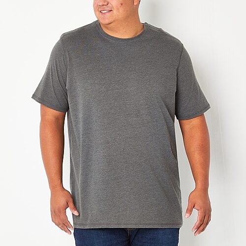 St. John's Bay Super Soft Mens Easy-on + Easy-off Crew Neck Short Sleeve Adaptive Big and Tall T-Shirt, 3x-large Tall, Black
