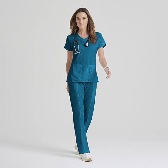 Grey's Anatomy™ by Barco Classic 41423 Cora 4-Pocket Womens V Neck Short Sleeve Tag Free Scrub Top