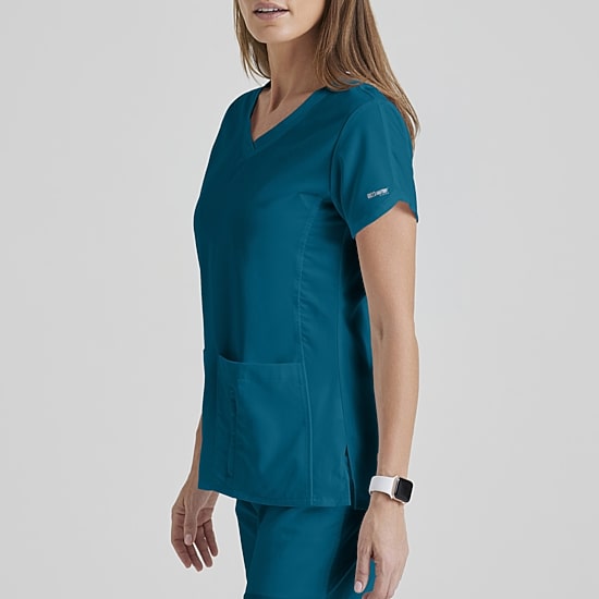 Grey's Anatomy™ by Barco Classic 41423 Cora 4-Pocket Womens V Neck Short Sleeve Tag Free Scrub Top