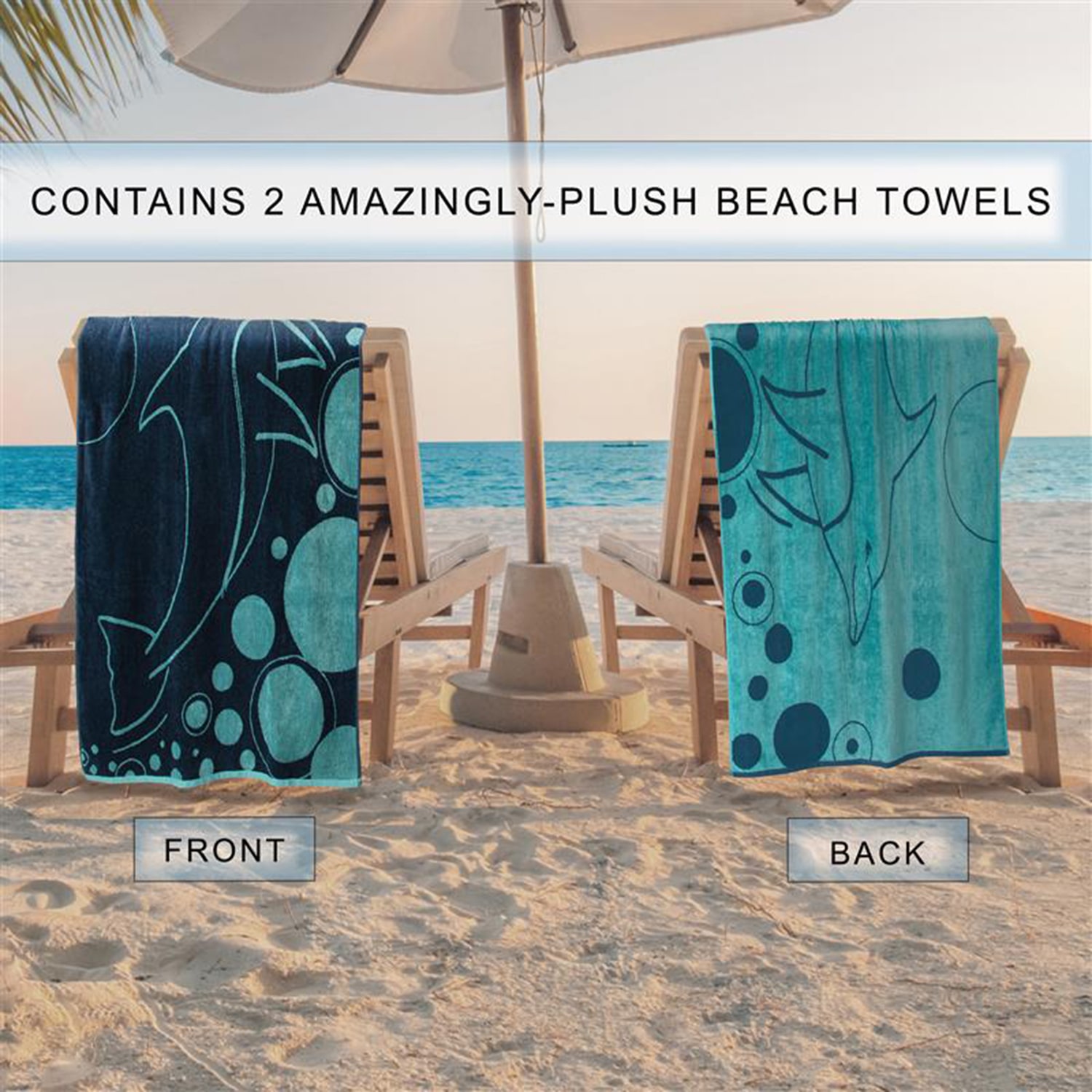 SUPERIOR® Dolphin Collection |100% Cotton 2-pc. Quick Dry Beach Towel