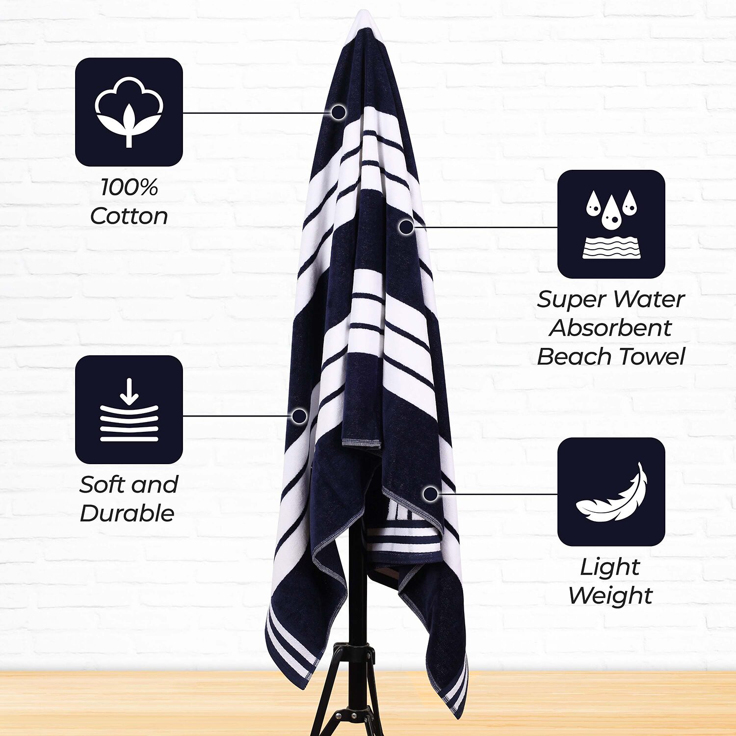 SUPERIOR® Cabana Collection | 100% Cotton Quick Dry Beach Towel