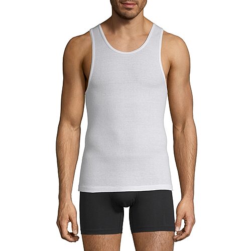 Stafford Dry + Cool Mens Round Neck Sleeveless Quick Dry 4 Pack Big Tank, 3x-large, White