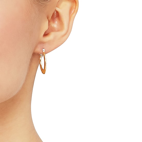 Womens 14K Gold 20.1mm Round Hoop Earrings