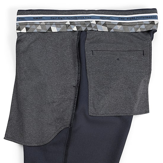 Haggar Cool Right Performance Flex Mens COMFORT WAISTBAND Slim Fit Flat Front Pant