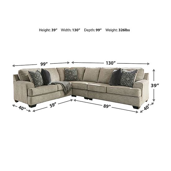 Signature Design by Ashley Bovarian 3-Piece Left-Arm Sofa, Right-Arm Loveseat Sectional