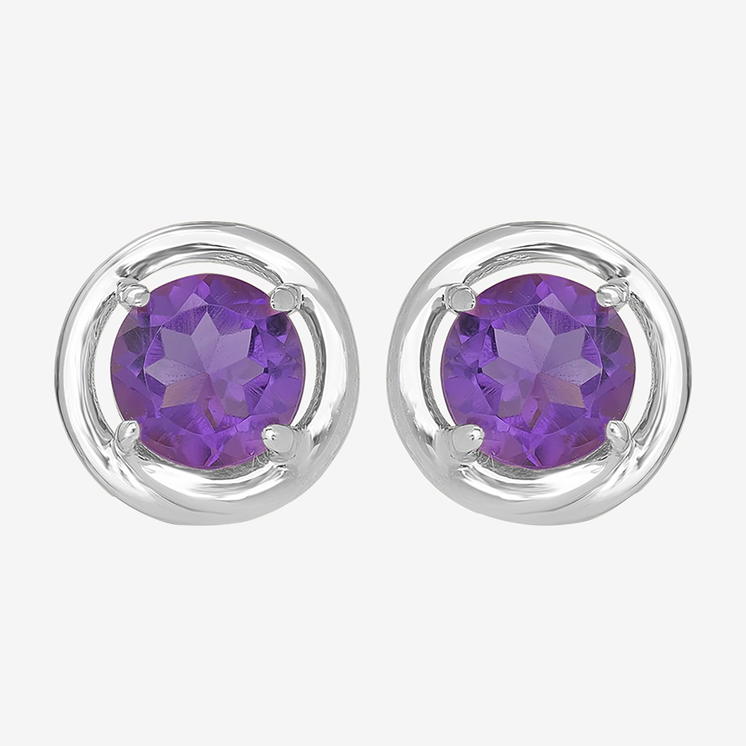 Silver Treasures Genuine Stone Sterling Silver Stud Earrings