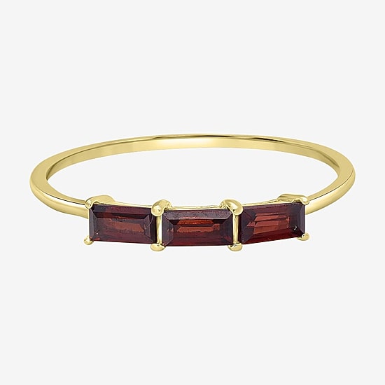 Silver Treasures Genuine Stone 14K Gold Over Silver Band