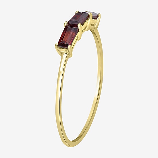 Silver Treasures Genuine Stone 14K Gold Over Silver Band