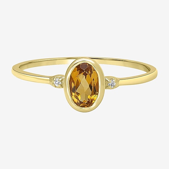 Silver Treasures Genuine Stone 14K Gold Over Silver Band