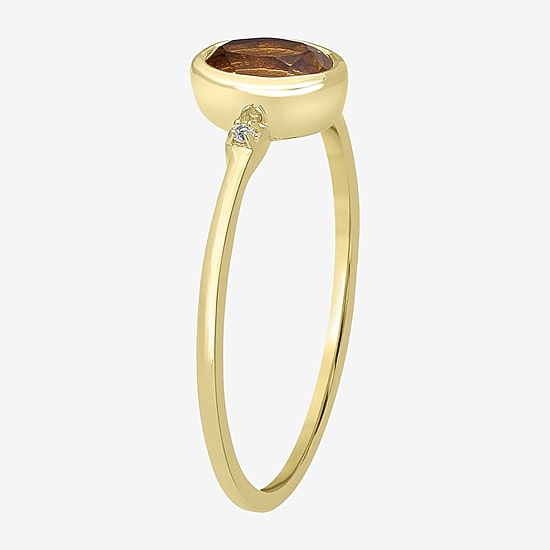 Silver Treasures Genuine Stone 14K Gold Over Silver Band