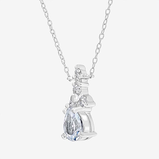 Silver Treasures Genuine Stone Sterling Silver 18 Inch Cable Pendant Necklace