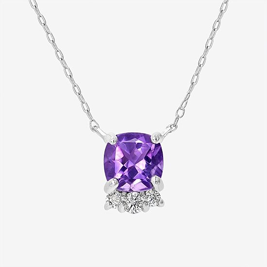 Silver Treasures Genuine Stone Sterling Silver 18 Inch Cable Pendant Necklace