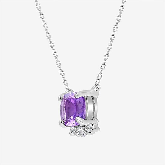 Silver Treasures Genuine Stone Sterling Silver 18 Inch Cable Pendant Necklace