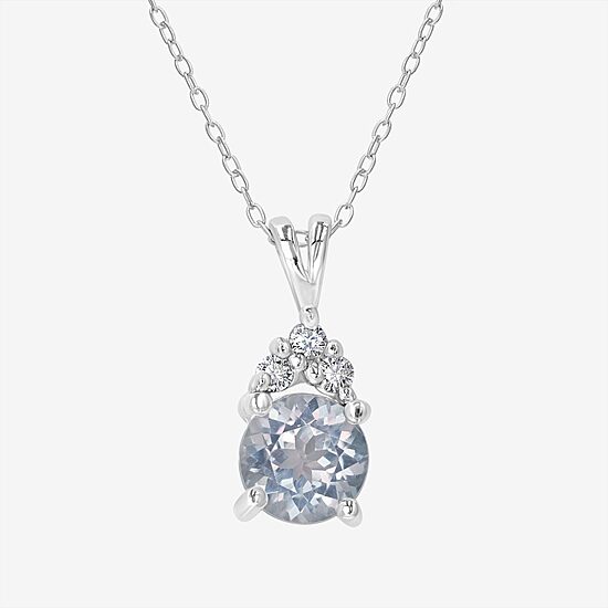 Silver Treasures Genuine Stone Sterling Silver 18 Inch Cable Pendant Necklace