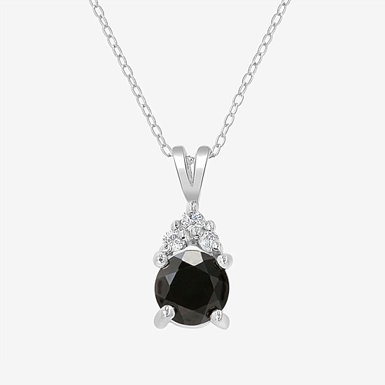 Silver Treasures Genuine Stone Sterling Silver 18 Inch Cable Pendant Necklace